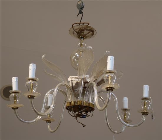 A Murano style five branch chandelier